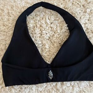Free people Black Halter sports bra